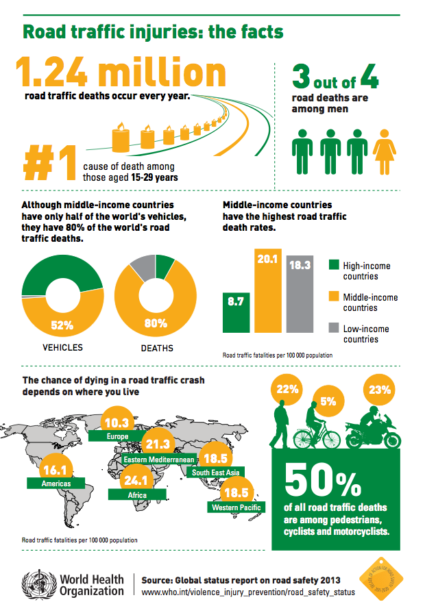 Demographics of road traffic deaths infographic by the WHO