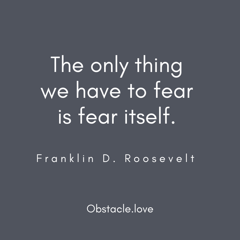 "The only thing we have to fear is fear itself." A quote by Franklin D. Roosevelt