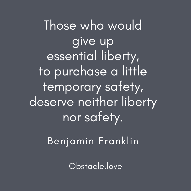 Benjamin Franklin quote on liberty and safety.